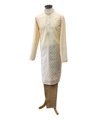 Cream Banarasi  Mens Kurta Set - UK Stock - 24h Dispatch - INDIGO VV 0223