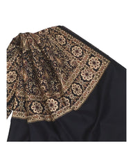 Black - Art Wool Handloom Woven Shawl - NTC2202 KY 1022