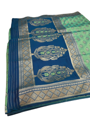 Mint Green  - Banarasi Silky Saree with Blouse Piece - SS2226 PK0322
