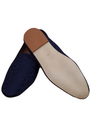Very comfortable Navy Blue Self Woven Loafer style Mojri - Indian Mens shoes - Mojari, Khossay -  YD2207 C