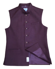 Maroon - Rich Jute Material Indian Mens Waistcoat - Bollywood - DM2305 KJ 1222