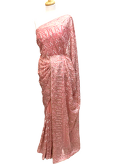 Pink - Thread and Stone Embroidered Saree - AFS2205 CP0122