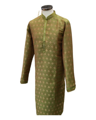 Green Handloom Banarasi Mens Kurta Set - Smart Trousers - 24h Dispatch - JAHAN VJ 0223