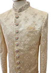 Stunning Off White /. Cream Sherwani with Pastel Embroidery - AC2201 CV0422