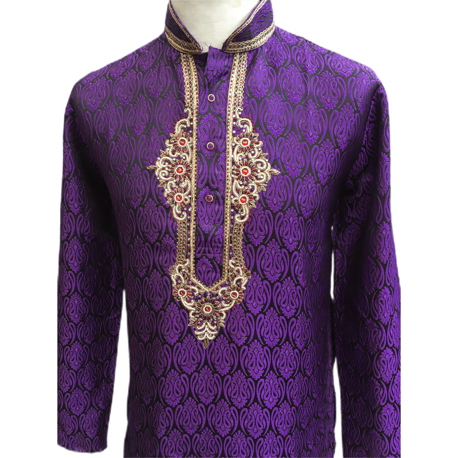 Mens Indian Kurta set in Purple, for weddings, Bollywood Party ( with Draw stringed trousers) - Fusion KA1219 - Prachy Creations