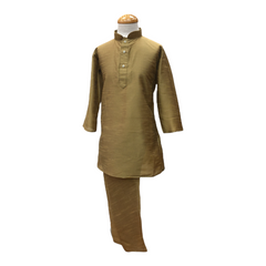 Bollywood / Indian weddings - Boys Red Brocade Waistcoat and Gold Kurta set - KCS2113KK 1121