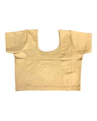 Short Sleeve Ladies Gold Lycra Saree Lehenga Blouse - Magic Saree Blouse - X Small to XXL  - UK Stock V015