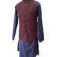 Premium Wine Mens Waistcoat - Self coloured Collar Embroidery - Amazing Fit - DG2201 KP 0422