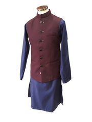 Premium Wine Mens Waistcoat - Self coloured Collar Embroidery - Amazing Fit - DG2201 KP 0422