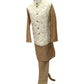 Cream - Banarasi Pure Brocade Mens Waistcoat - Bollywood - KCS2226 KA 0722