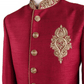 Mens Raw Silk Red Sherwani - VL1908 AV1119 - Prachy Creations