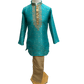 Boys Turquoise Blue Indian Churidar Set - Handloom Benarasi  -  Bollywood Party Weddings - CKB-VL1915 KT1219 - Prachy Creations