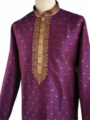 Mens Purple Benarasi Brocade Kurta set -VL1903VJ 1119 - Prachy Creations
