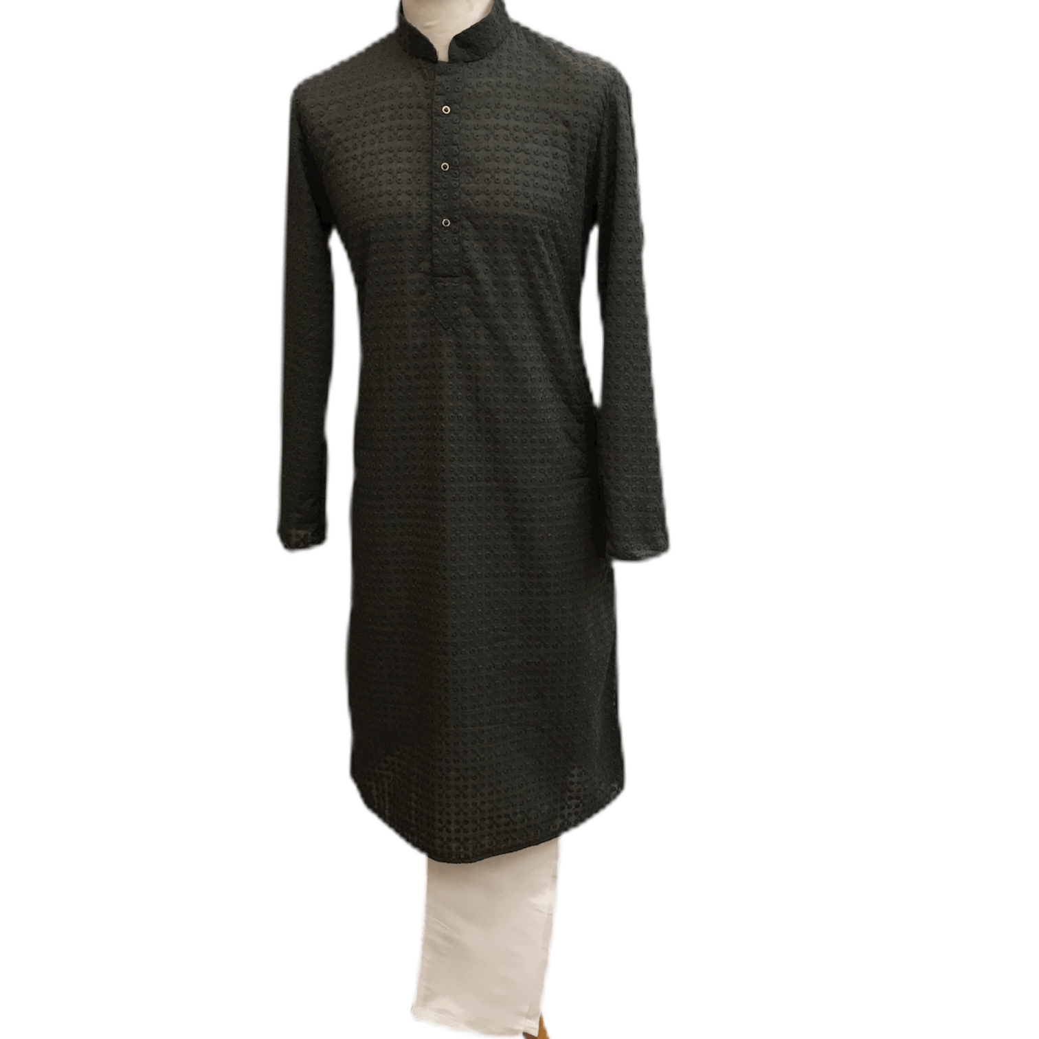 Mens Indian Kurta set in Dark Grey, for weddings, Bollywood Party ( with Draw stringed trousers) - Farari KR1219 - Prachy Creations