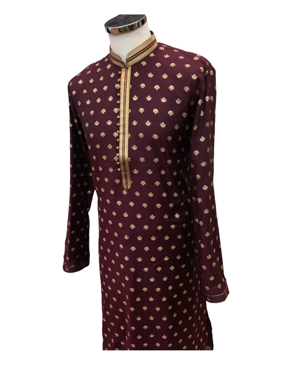 Wine - Handloom Banarasi Mens Kurta Set - UK Stock - 24h Dispatch - JeeHazur VJ 0223