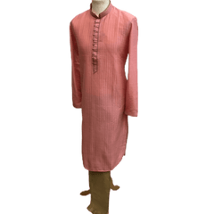 Mens Indian Kurta set in Pink, for weddings, Bollywood Party ( with Draw stringed trousers) - Flair KA1219 - Prachy Creations