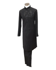 Black Fully Embeoidered Mens Kurta Set - UK Stock - 24h Dispatch - MAHARAV VA 0223