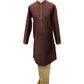 Dark Brown Handloom Mens Kurta Top & Smart Trousers - 24h Dispatch - FLAIR VY 0223