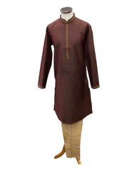 Dark Brown Handloom Mens Kurta Top & Smart Trousers - 24h Dispatch - FLAIR VY 0223