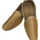 Very comfortable Gold Raw Silk Loafer style Mojri - Indian Mens shoes - Mojari, Khossay -  YD2211 A