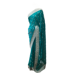 Soft Georgette Saree with Silver Work - Blouse Piece - AISH2104 TP0821