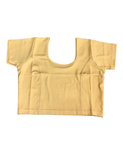 Short Sleeve Ladies Gold Lycra Saree Lehenga Blouse - Magic Saree Blouse - X Small to XXL  - UK Stock V015