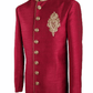 Mens Raw Silk Red Sherwani - VL1908 AV1119 - Prachy Creations