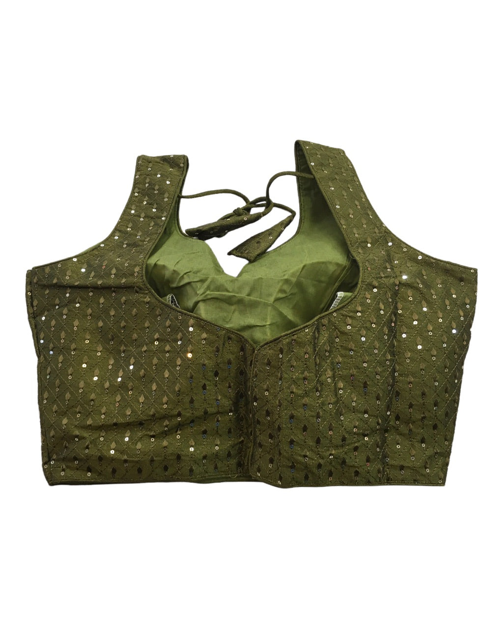 Green - Self Embroidered with Sequence Saree / Lehnga blouse - With Cups - Margin to loosen - UK Stock - AF2220 H 0822