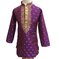 Boys Purple Indian Churidar Set - Handloom Benarasi  -  Bollywood Party Weddings - CKB-VL1913 KT1209 - Prachy Creations
