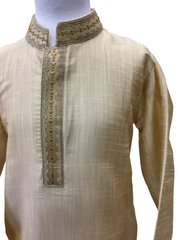 Bollywood / Indian weddings - Boys Silky Cream Kurta set - KCS2214 R 0322