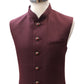 Maroon - Rich Jute Material Indian Mens Waistcoat - Bollywood - DM2305 KJ 1222