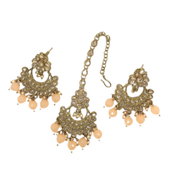 Peach Reverse Stone Choker Necklace set - Bollywood - Weddings - SMA2107KY 0921