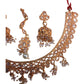 Clear White Stones - Medium Size Antique Finish Necklace Set with Earrings - HR1011 KK 1122