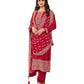 Magenta - Classy Ladies Indian Silky Trousers Suit with Chiffon Dupatta - VF116801 TV 0922