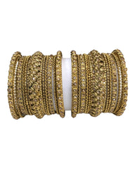 Set of 22 Antique / Gold stone Bangles - Bollywood, Weddings, Fancy Dress D5012 R 1022