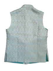 Light Blue - Banarasi Handloom Brocade Mens Waistcoat - Bollywood - KCS2223 KJ 0722