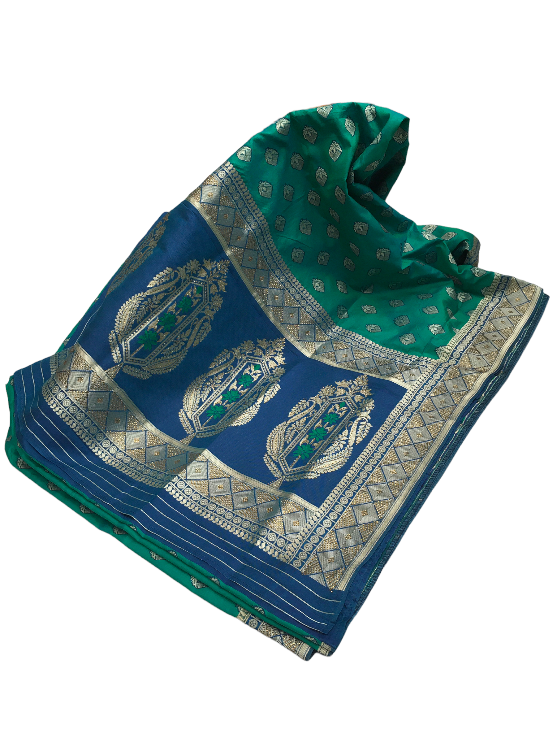 Turquoise Green  - Banarasi Silky Saree with Blouse Piece - SS2226 PK0322
