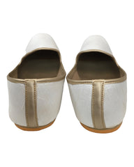 Very comfortable Off White / Cream Raw Silk Loafer Style Mojri - Indian Mens shoes - Mojari, Khossay -  YD2212 A