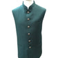 Green - Rich Jute Material Indian Mens Waistcoat - Bollywood - DM2304 KJ 1222