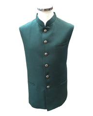 Green - Rich Jute Material Indian Mens Waistcoat - Bollywood - DM2304 KJ 1222