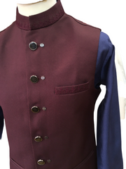 Premium Wine Mens Waistcoat - Self coloured Collar Embroidery - Amazing Fit - DG2201 KP 0422