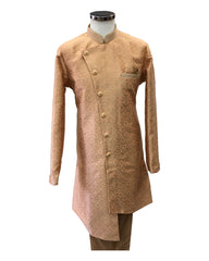 Peach Banarasi Sherwani Style Mens Kurta Set - UK Stock - 24h Dispatch - Mantri VC 0223