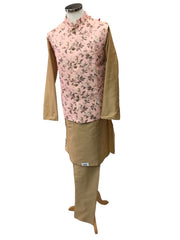 Pink - Banarasi Pure Brocade Mens Waistcoat - Bollywood - KCS2226 KA 0722