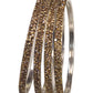Set of 4 Antique Gold Stone Bangles - Bollywood, Weddings 2Line T 1022