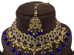 Blue Reverse Stone Choker Necklace set - Bollywood - Weddings - SMA2108KT 0921