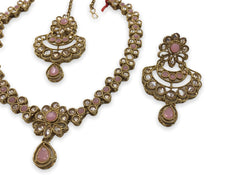 Pink Medium Size Choker Necklace set with Earrings - JIG390Cp 0622