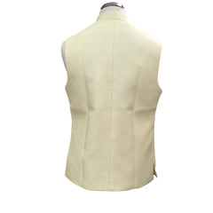 Lemon Yellow - Premium Self Brocade Mens Waistcoat - Amazing Fit - DG2207 KR 0522