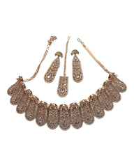 Designer Rose Gold Finish - Large Size Necklace set with Earrings - AE2227 VA 0922