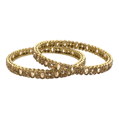 Reverse Stone Antique Gold Finish Bangles (Set of 2) - NBA86Vp 1221