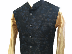 Black Printed Indian waistcoat for Men - Mix N Match with Kurtas - YD2003 kp - Prachy Creations